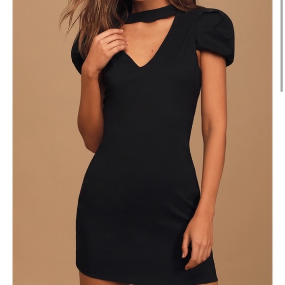 Lulus Dresses & Skirts - Lulu’s black cutoff puff sleeve mini dress size L